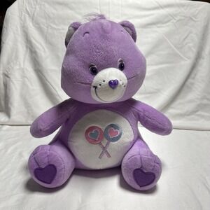 Care Bears Share Bear Sitting Plush 2003 Soft Purple Lavender Lollipop 15" Nanco